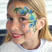 Blue floral face paint - corporate events